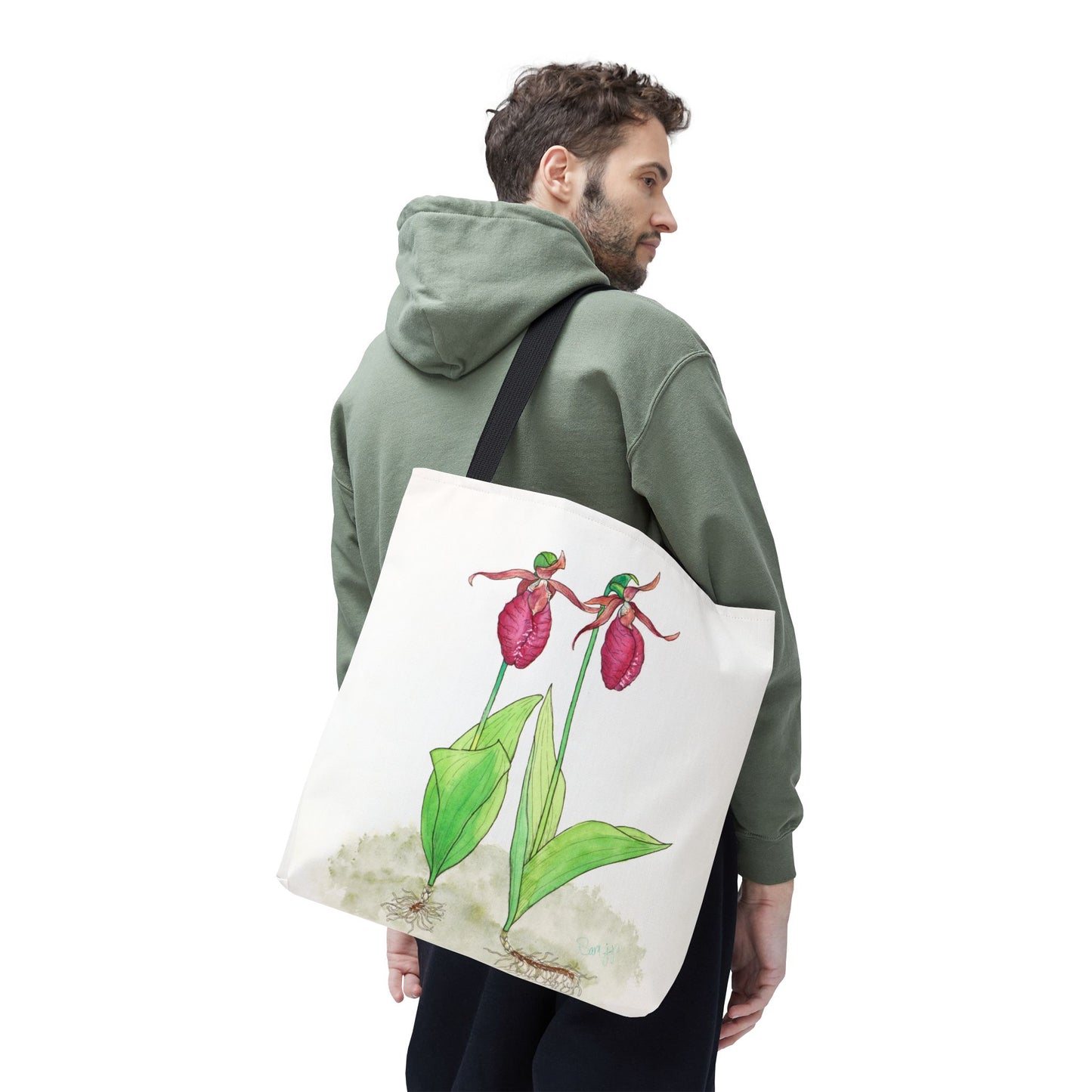 "Pink Lady Slipper Study" Tote Bag