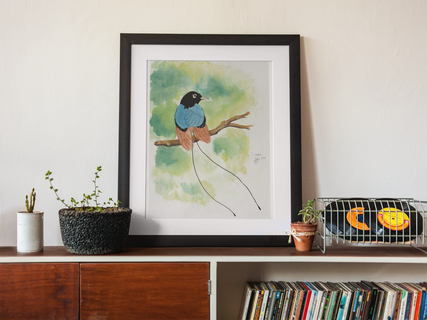 "Teal Plume", Print of Original Watercolor