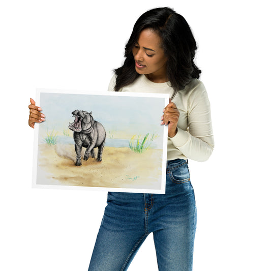 "Charge", Print of Original Watercolor