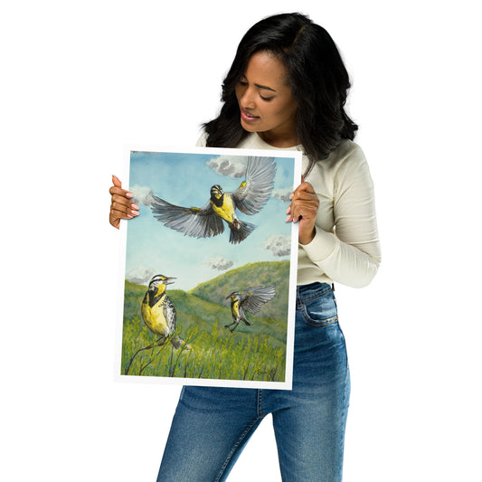 "Prairie Triad" Print of Original Watercolor and Ink