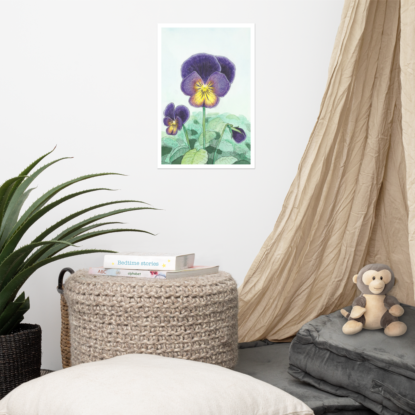 "Viola Northern Lights" Print of Original Watercolor