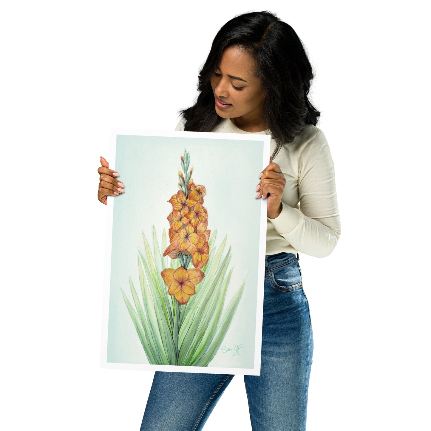 "Gladiolus Study" Print of Original Watercolor and Ink