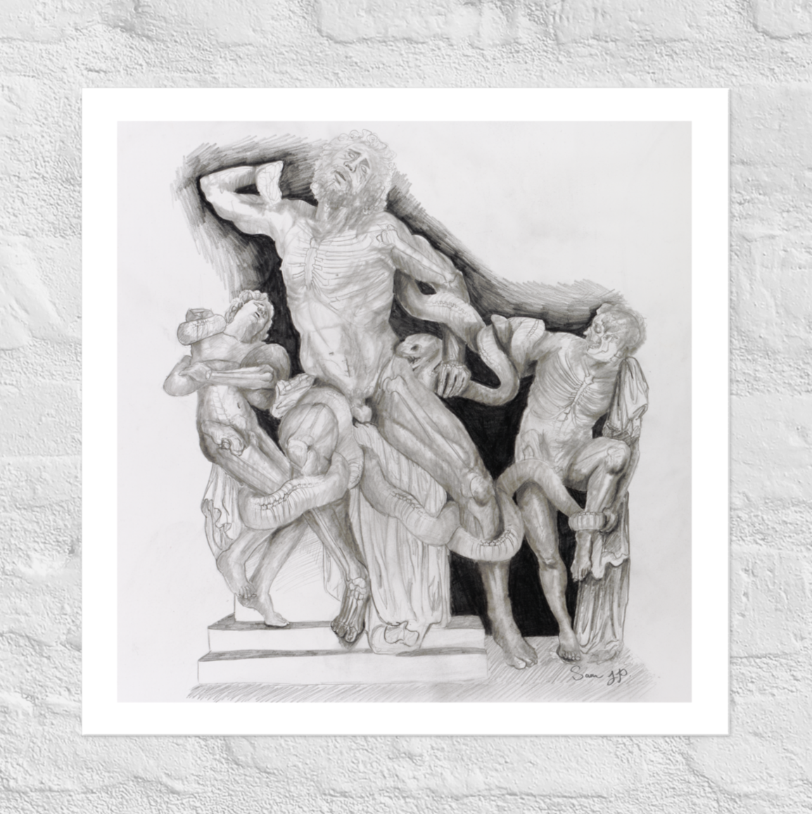 "Laocoön & Sons", Print of Original Graphite Illustration