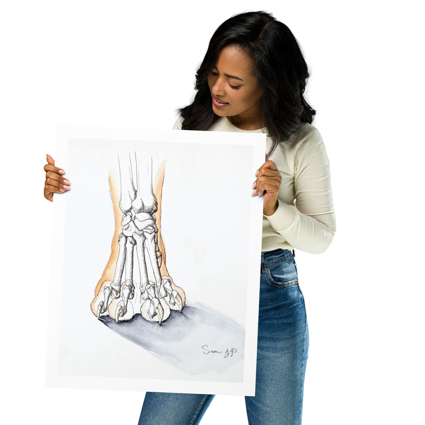 "Feline Paw Study", Print of Original Watercolor