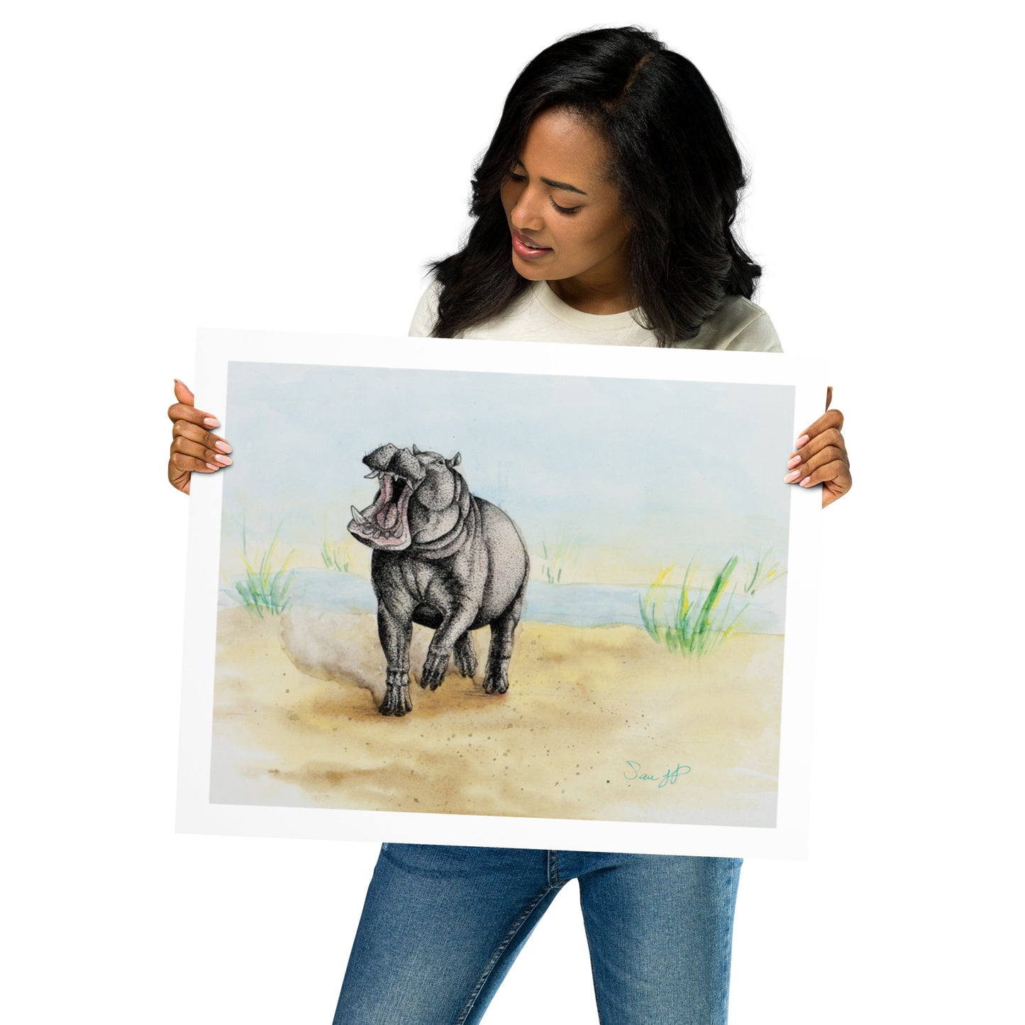 "Charge", Print of Original Watercolor