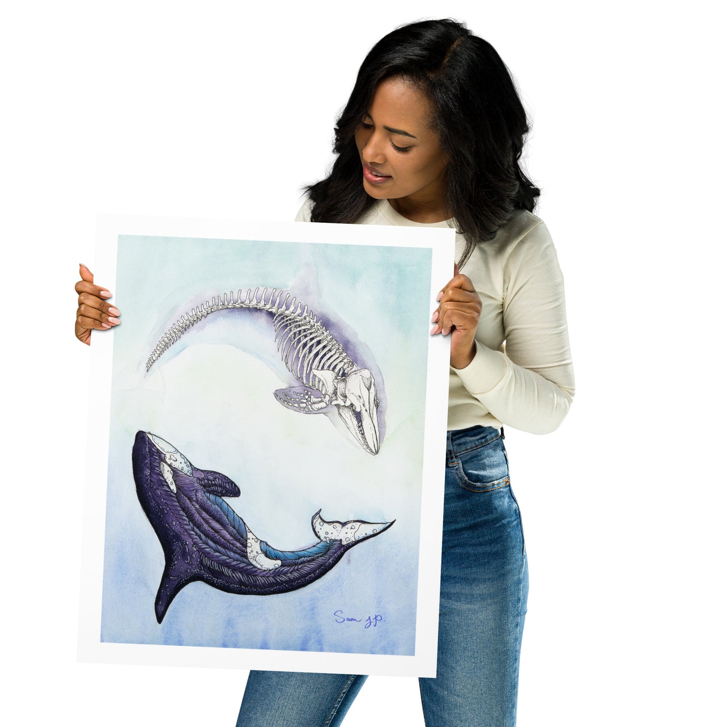 "Orca Study", Print of Original Watercolor