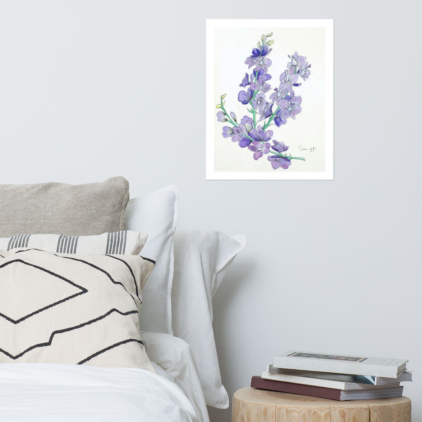 "Larkspur Study", Print of Original Watercolor
