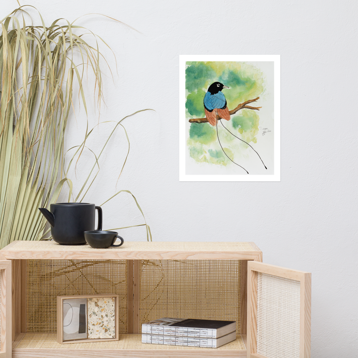 "Teal Plume", Print of Original Watercolor