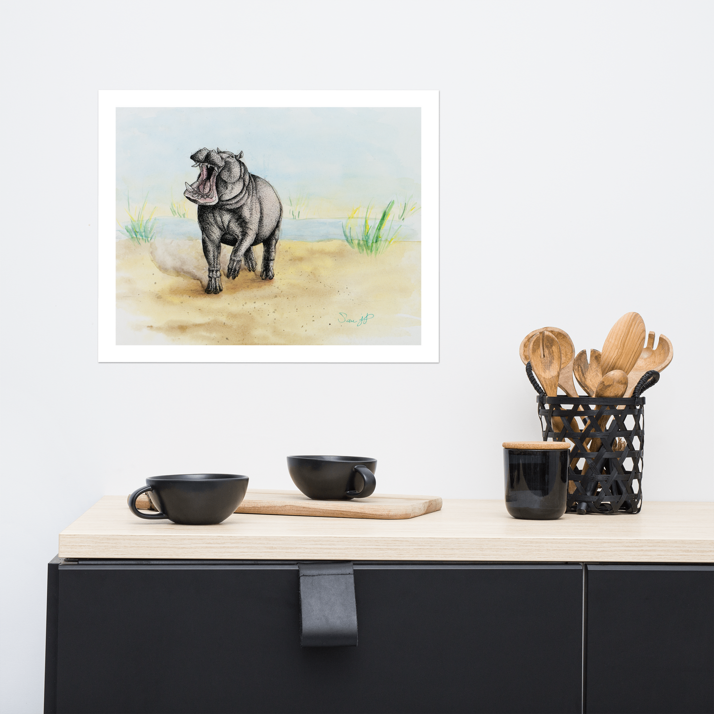 "Charge", Print of Original Watercolor