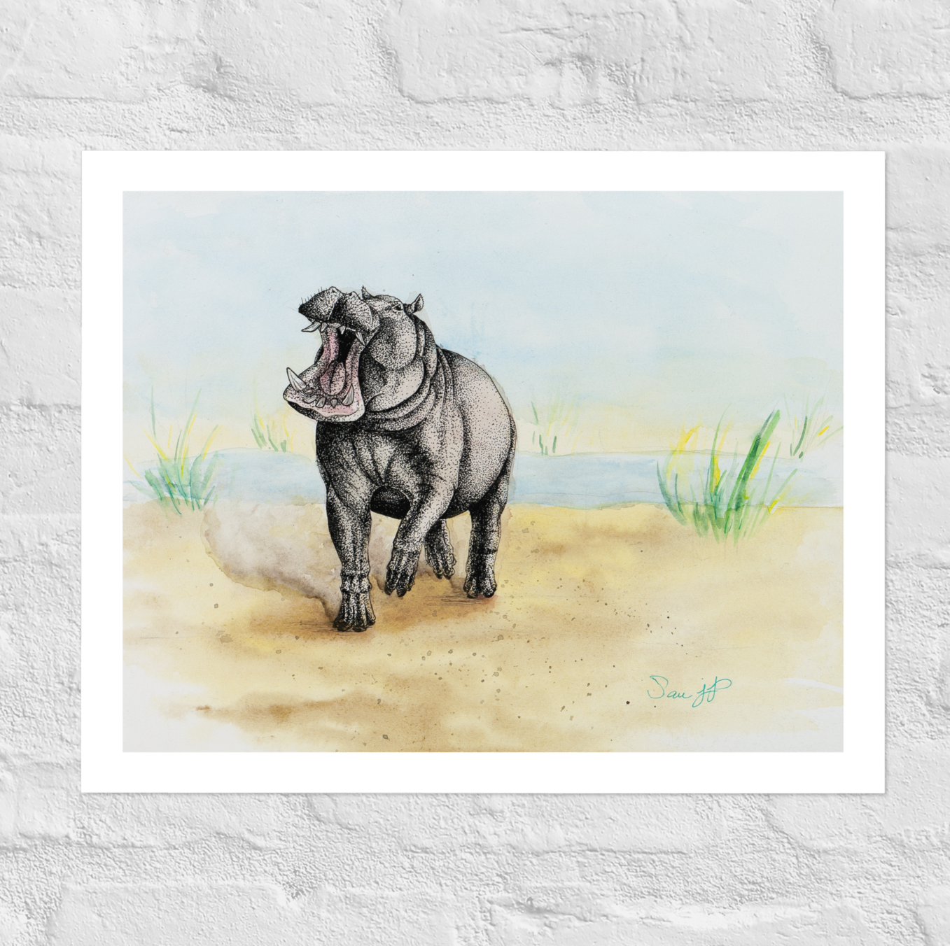 "Charge", Print of Original Watercolor
