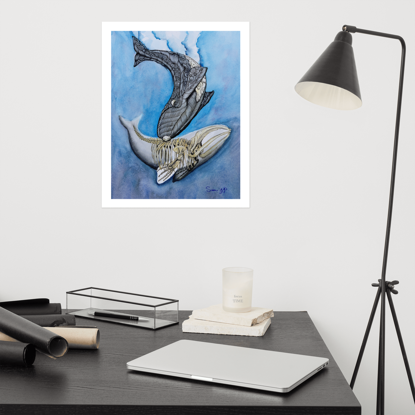 "North Right Whale Study", Print of Original Watercolor