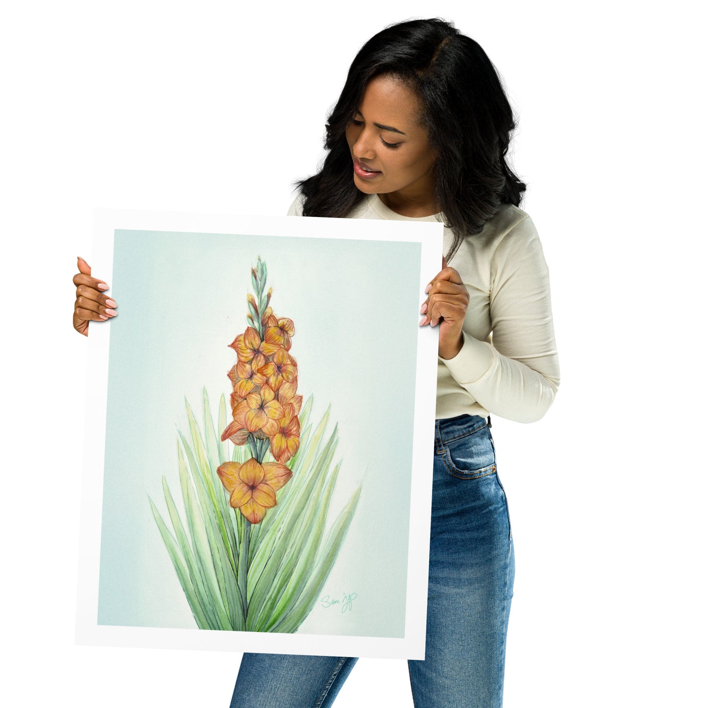 "Gladiolus Study" Print of Original Watercolor and Ink
