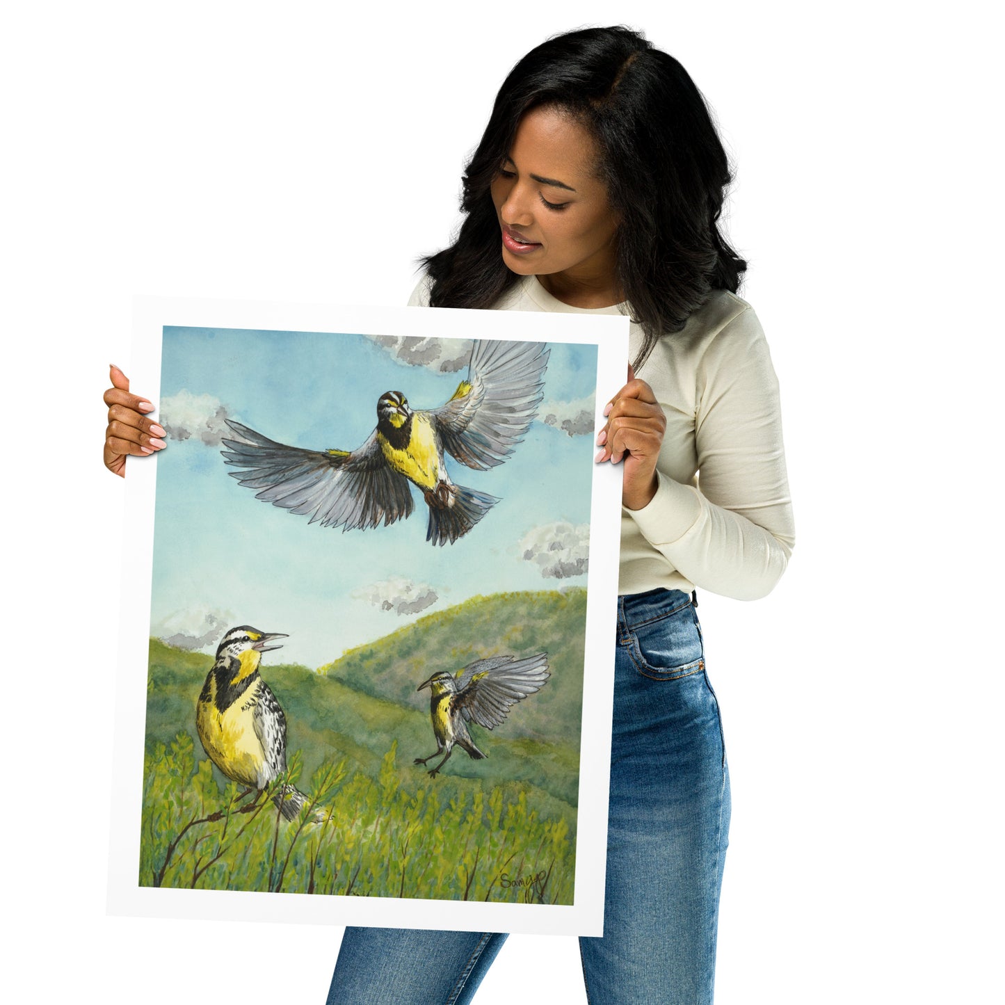 "Prairie Triad" Print of Original Watercolor and Ink