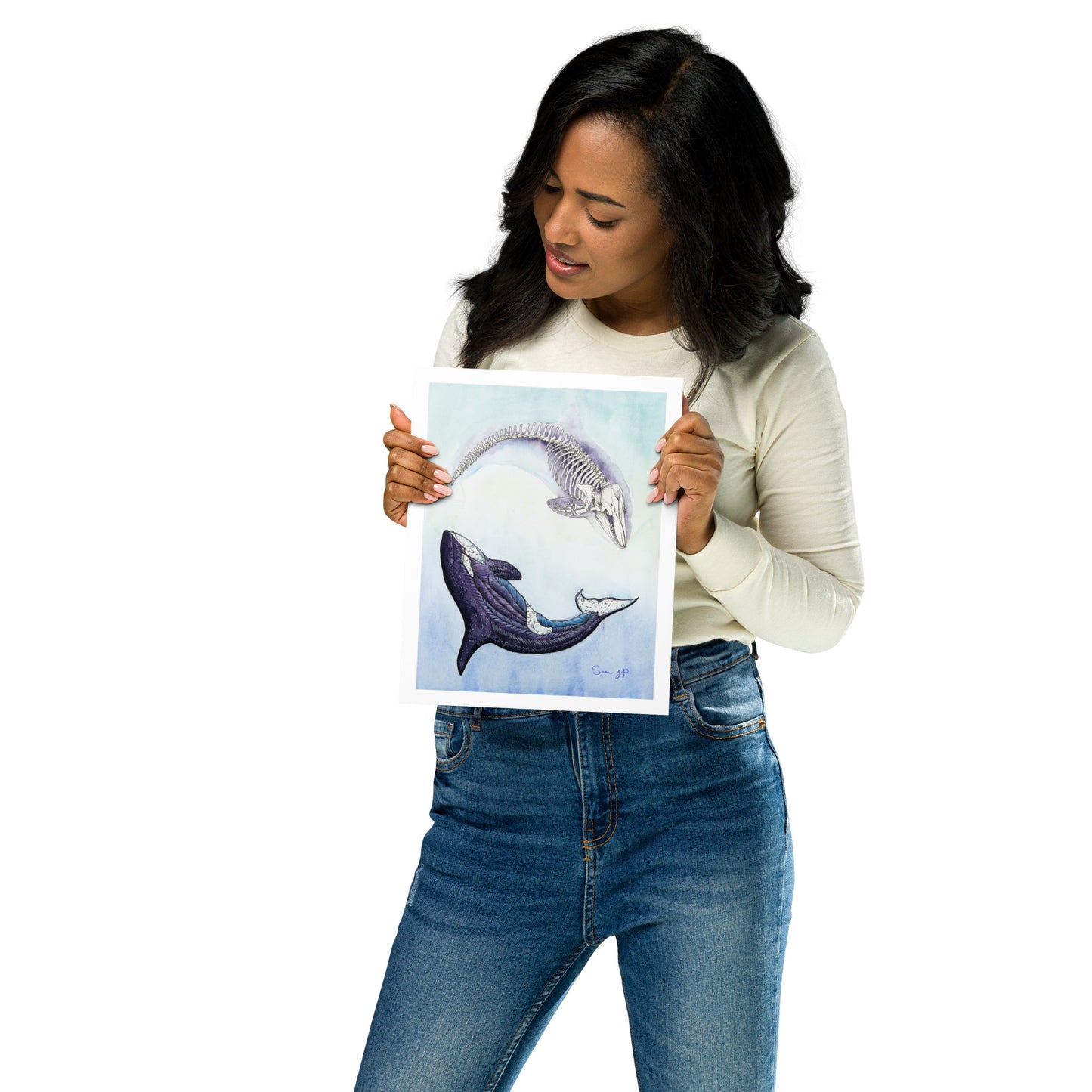"Orca Study", Print of Original Watercolor