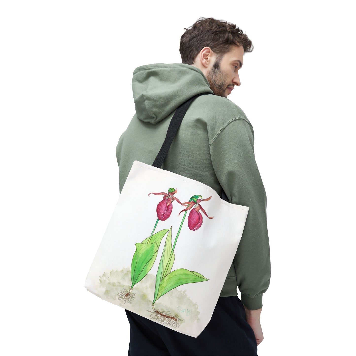 "Pink Lady Slipper Study" Tote Bag