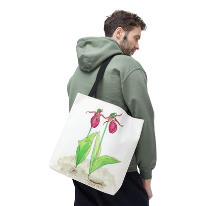 "Pink Lady Slipper Study" Tote Bag