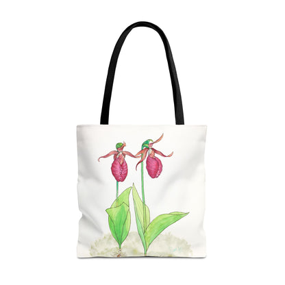 "Pink Lady Slipper Study" Tote Bag