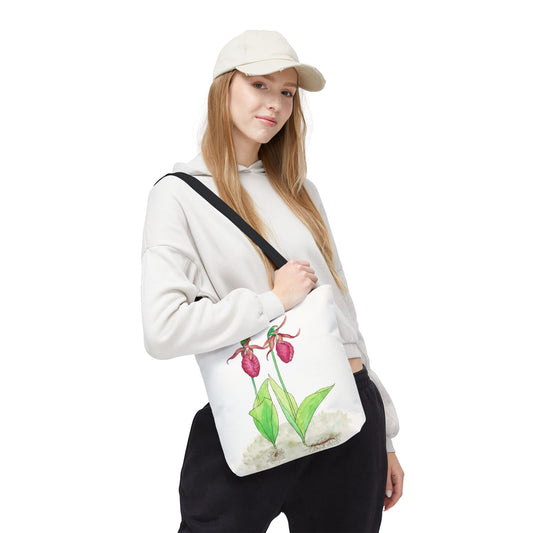 "Pink Lady Slipper Study" Tote Bag