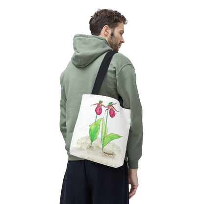 "Pink Lady Slipper Study" Tote Bag