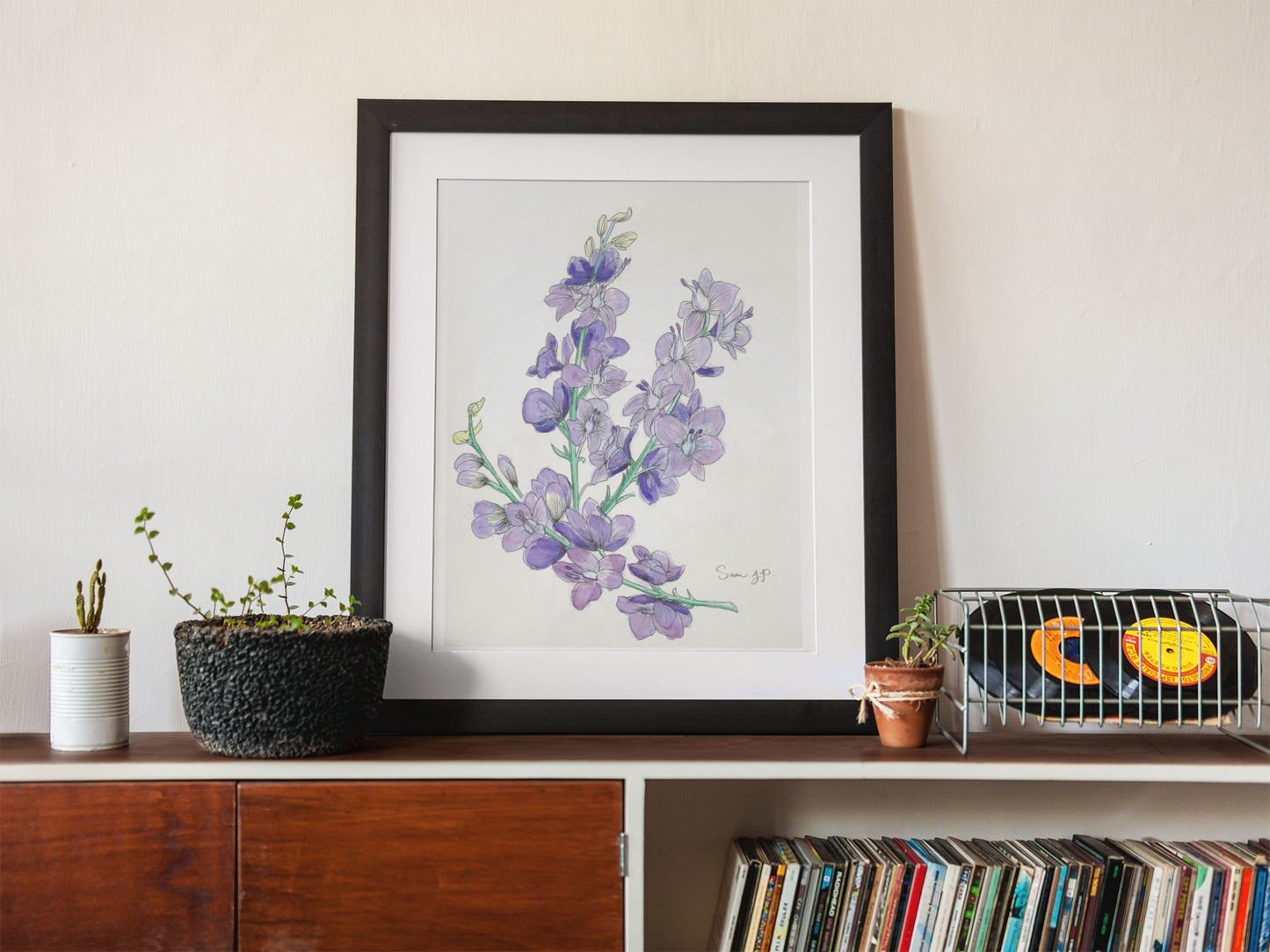 "Larkspur Study", Print of Original Watercolor