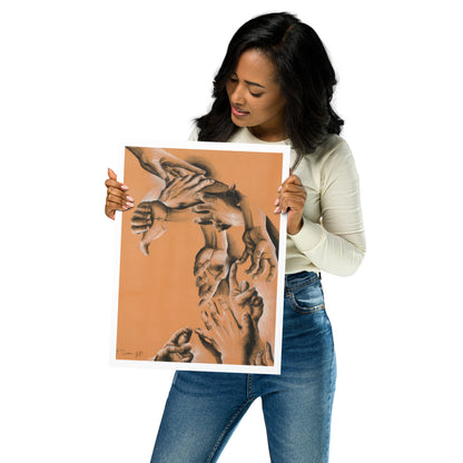"Untitled, Hands" Print of Original Conte Illustration