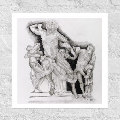 "Laocoön & Sons", Print of Original Graphite Illustration