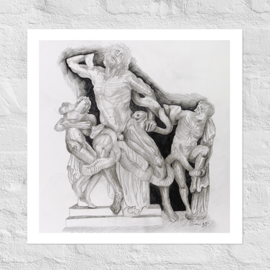 "Laocoön & Sons", Print of Original Graphite Illustration