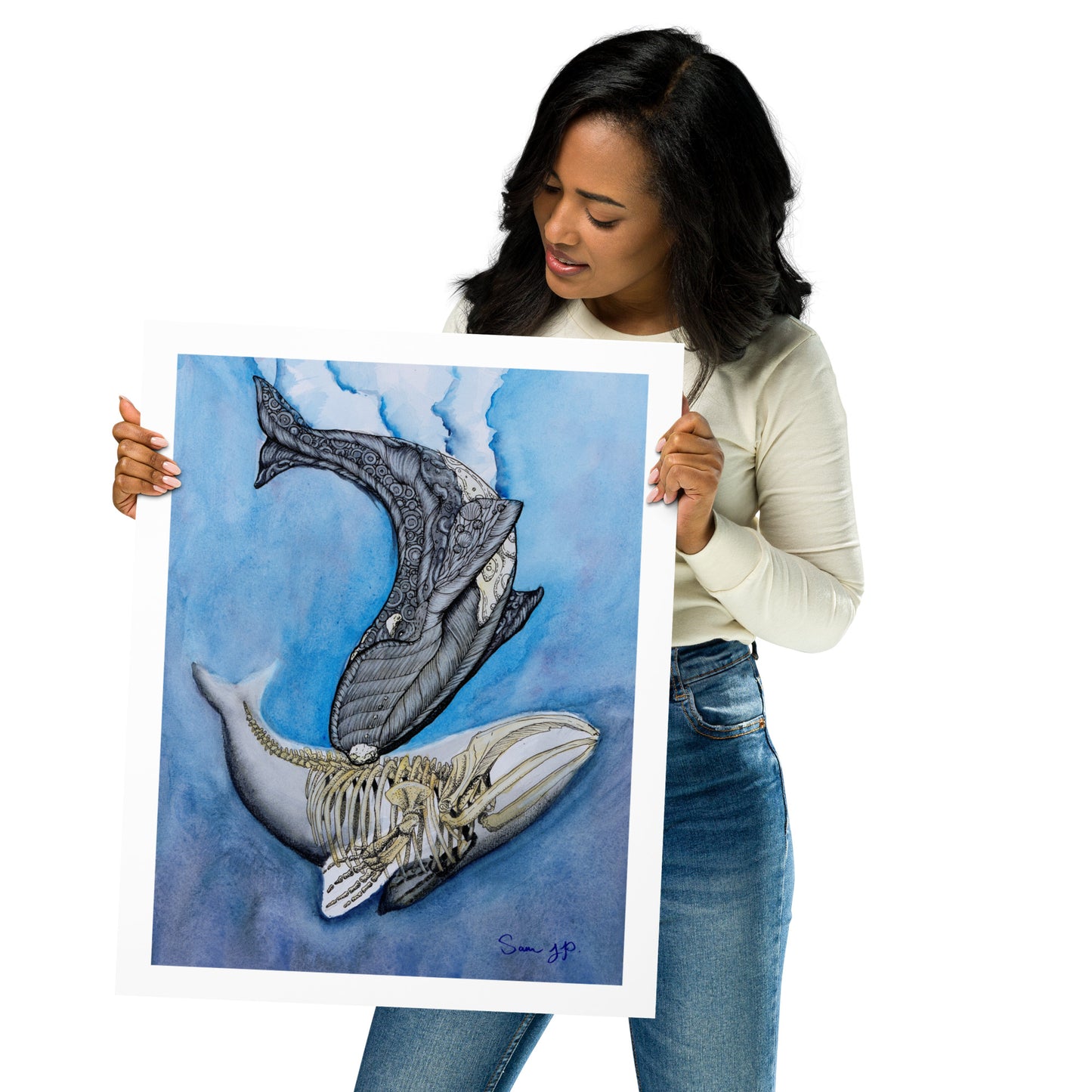"North Right Whale Study", Print of Original Watercolor